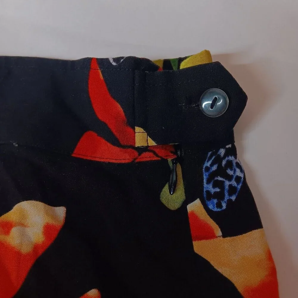 Soft Surroundings Large Skirt Midi Butterfly Black Floral Hawaiian Plumeria Zip - Picture 8 of 10